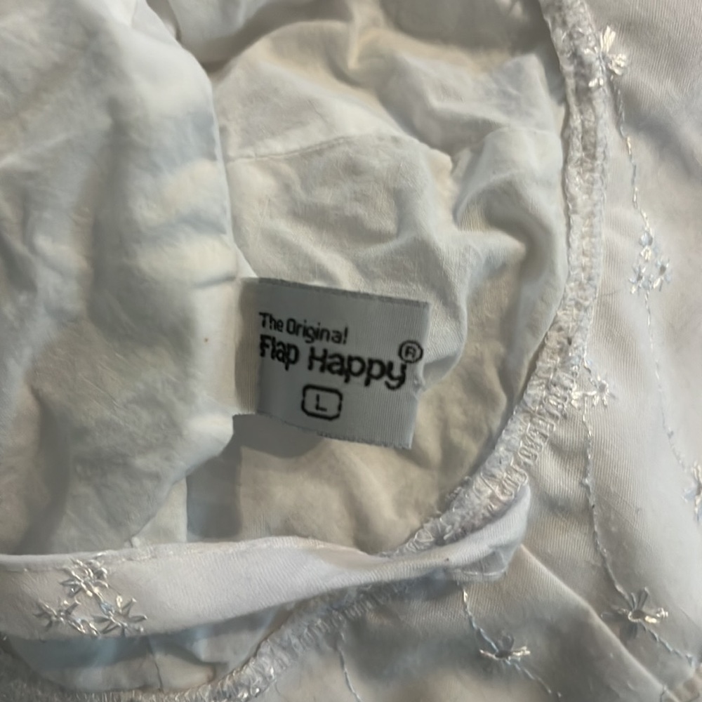 Flap Happy White Flower stitched Sun hat L - Picture 4 of 6